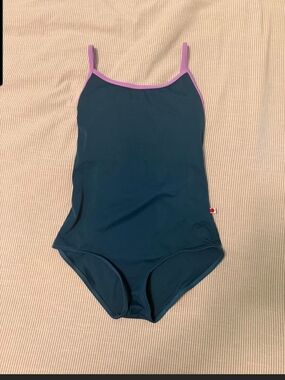 Yumiko Navy One-Piece Leotard with Purple Trim